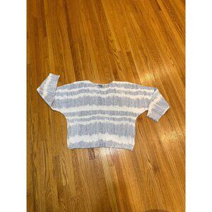 Sioni Womens Blue & White Striped Knit Sweater L Acrylic Polyester